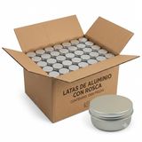 Envase Tarro de Aluminio con Tapa 50 grs x Caja 1000 pzas