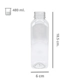 Botella de Plástico Cuadrada 480 Ml R-38/400 Sin Tapa