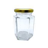 Frasco de Vidrio Hexagonal para Envase 9 Oz / 250 Ml R-63 Twist Off Transparente Sin Tapa