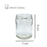 Frasco Cilíndrico de Vidrio 9 Oz / 270ml R-70/2030 Twist Off Sin Tapa