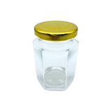 Frasco De Vidrio Hexagonal 100ml Con Tapa Dorada