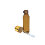 Gotero Vidrio 5 ML Ambar con Pipeta Dorada R-13